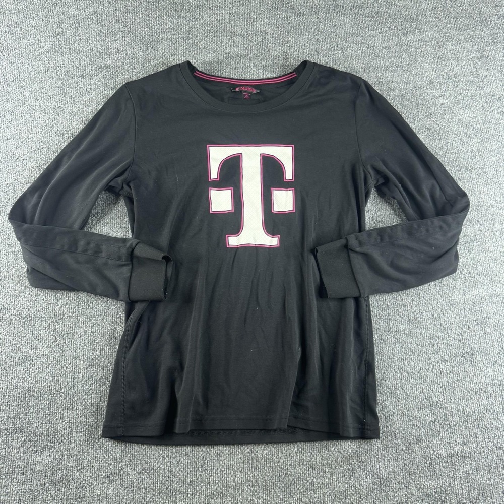 T-Mobile Shirt Womens XL Black Long Sleeve Crew Neck Logo Workwear Employee